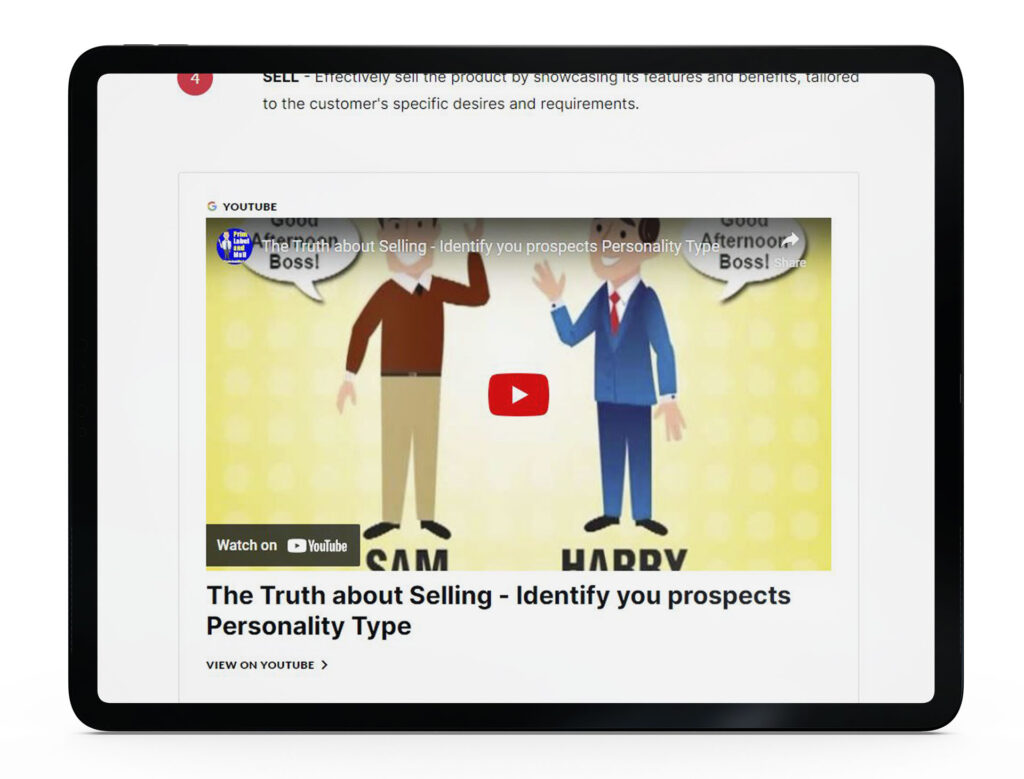 Screenshot of a YouTUbe video used within the Rise course
