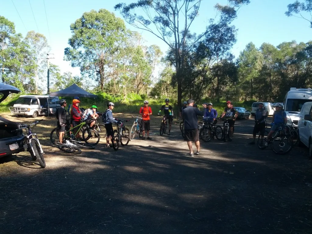 Parklands Dash Experiment ride briefing. Explaining the rules, trail conditions and other safety points.